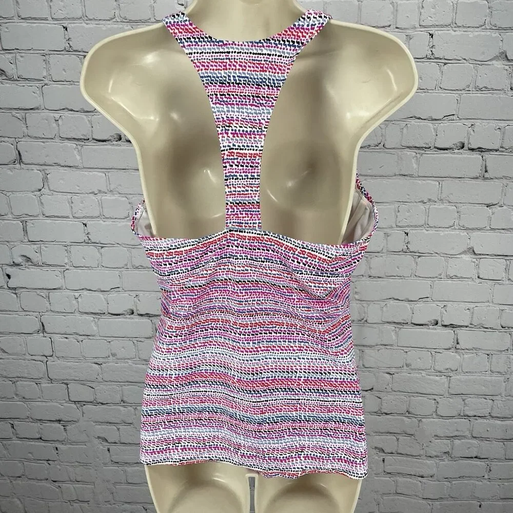 Island Escape Multicolor Built In Bra Padded Underwire Swimsuit Tank Top Size 12